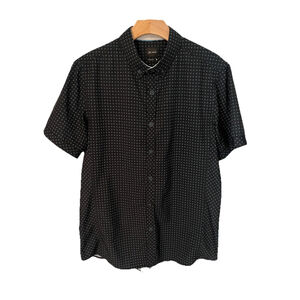 JB Holt Button Down Shirt Men's Size M Casual Short Sleeve Black Teal Collared